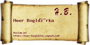 Heer Boglárka névjegykártya