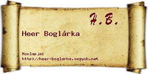Heer Boglárka névjegykártya